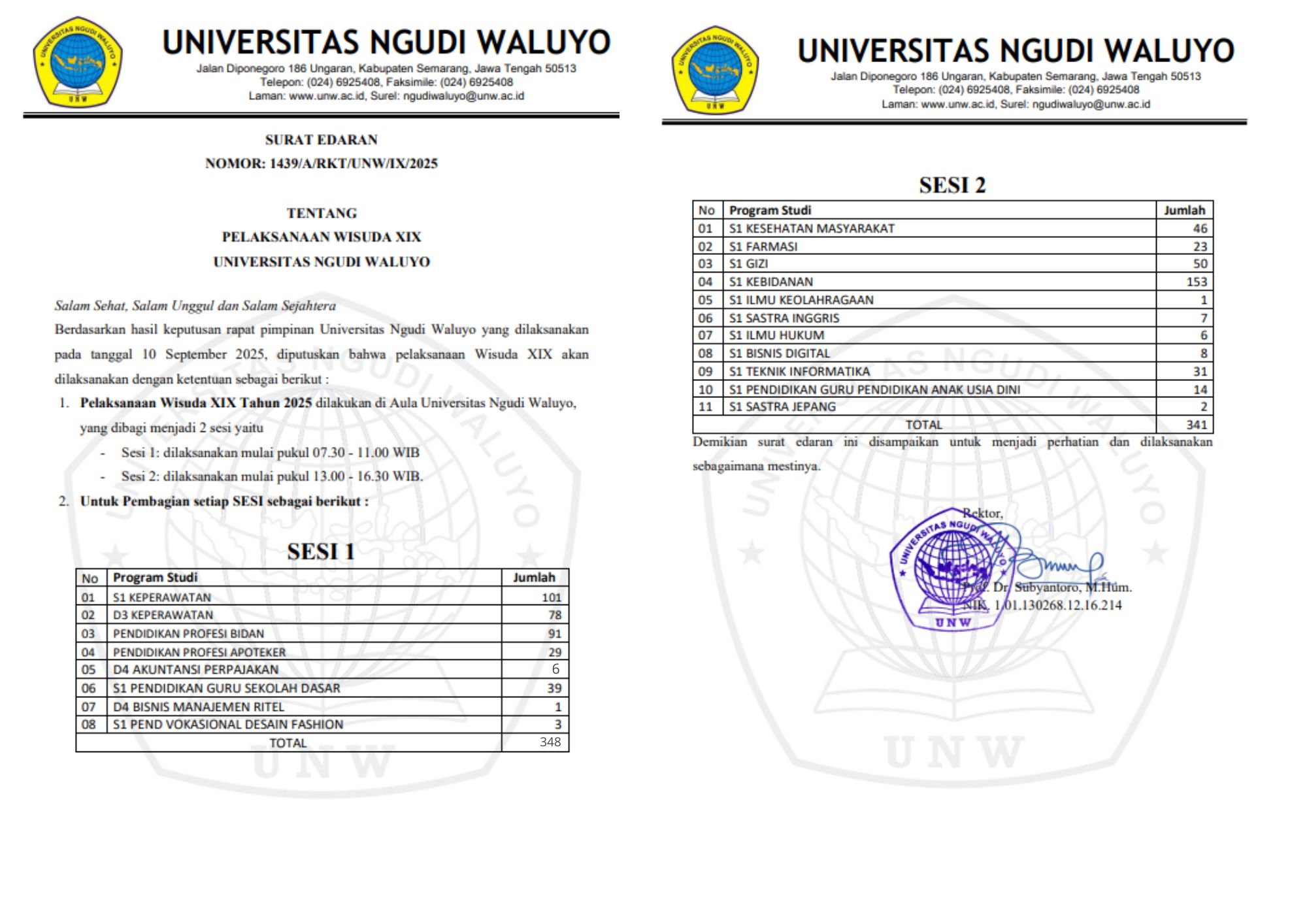 PEMBERITAHUAN PELAKSANAAN WISUDA 19