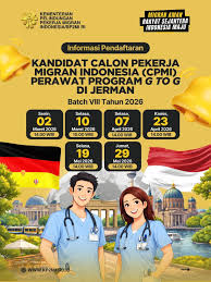 PENDAFTARAN KANDIDAT CALON PEKERJA MIGRAN INDONESIA (CPMI) PERAWAT PROGRAM G TO G DI JERMAN BATCH VIII TAHUN 2026