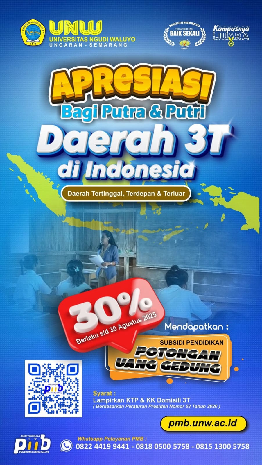 Penerimaan Mahasiswa Daerah Tertinggal, Terdepan, dan Terluar (3T)