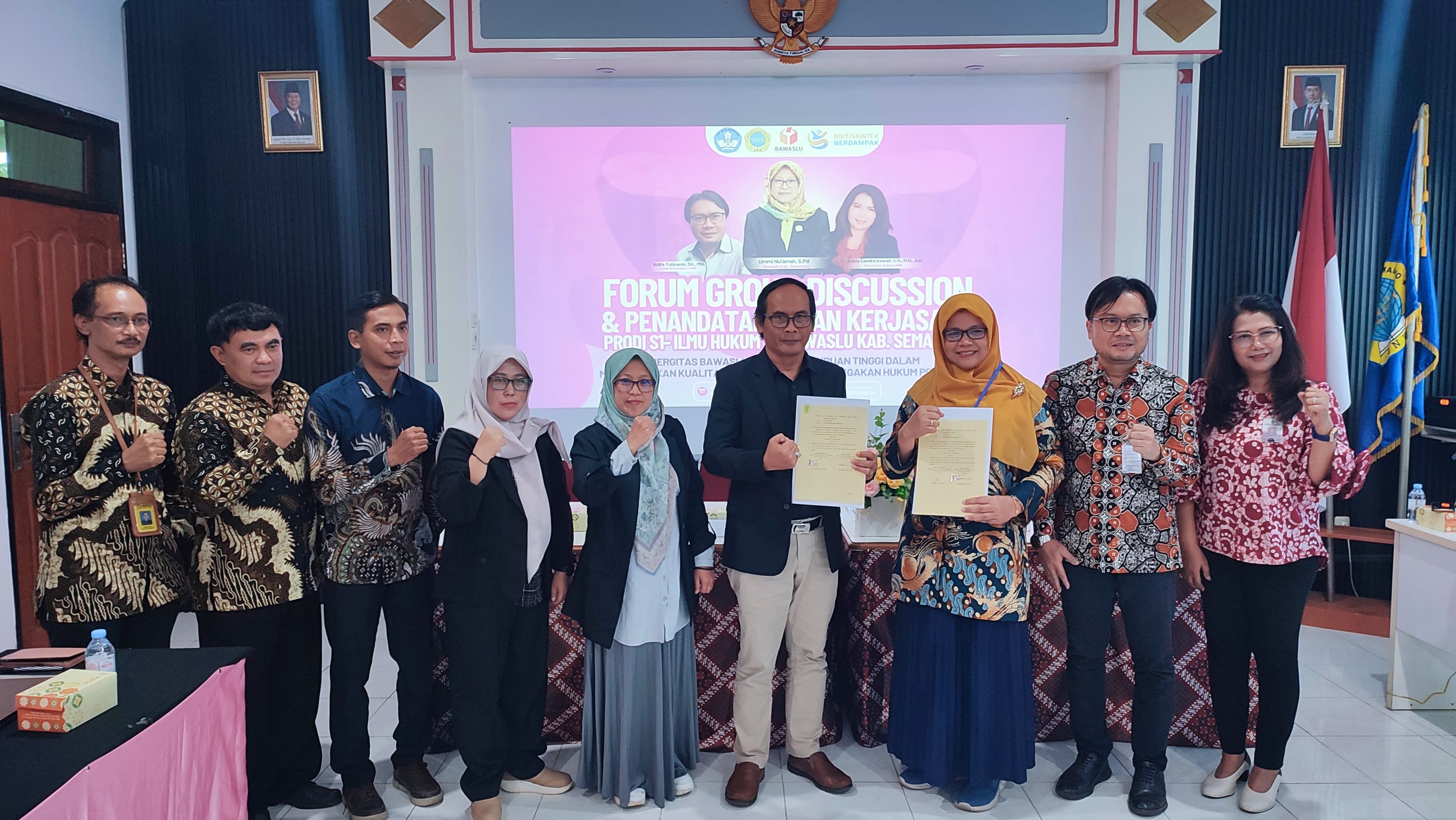 Perkuat Kolaborasi Kelembagaan,Prodi Hukum dan Bawaslu Kabupaten Semarang adakah kegiatan FGD Pengawasan Pemilu dan Penegakan Hukum