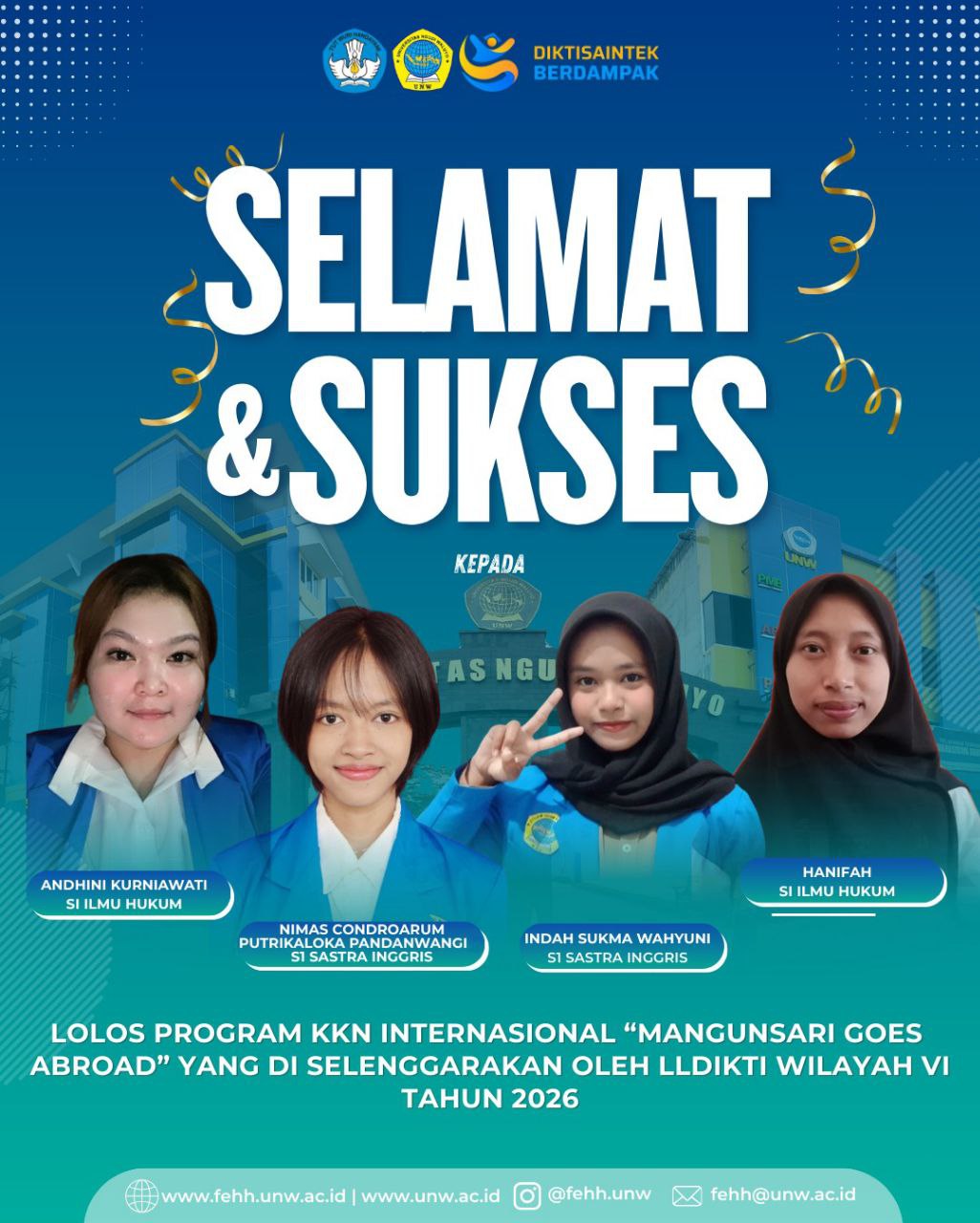 Empat Mahasiswa UNW Lolos Program KKN Internasional “Mangunsari Goes Abroad” 2026 (Malaysia)